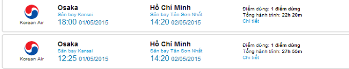 Vé máy bay Hồ Chí Minh đi Osaka