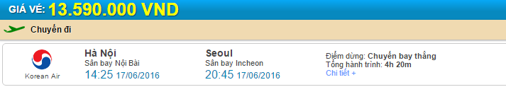 Giá vé máy bay Korean Air đi Seoul từ Hà Nội