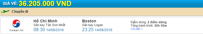 Giá vé máy bay đi Boston từ Sài Gòn